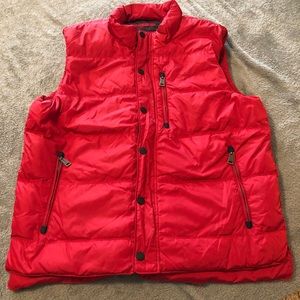 Orvis Red Duck Down Feather Puffer Vest Mens Large